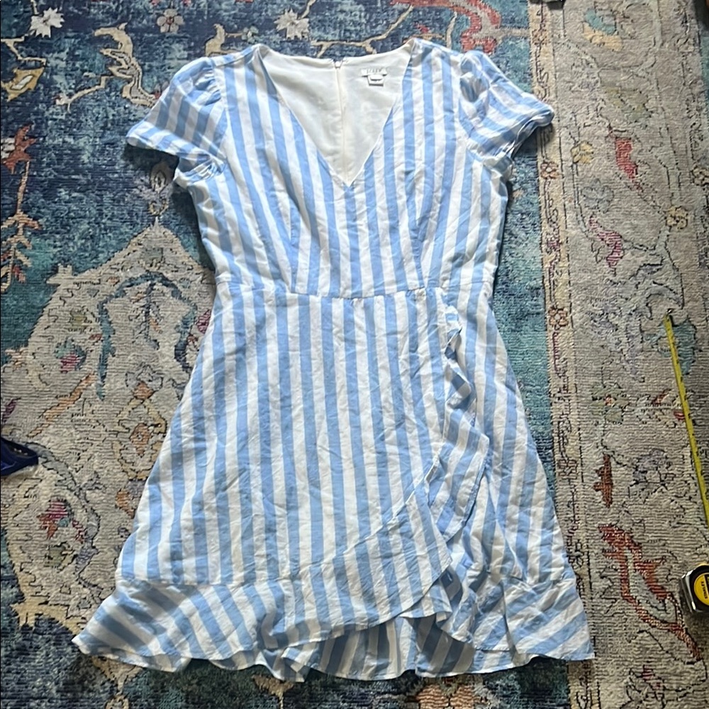 J. Crew Factory Blue and White Striped Dress